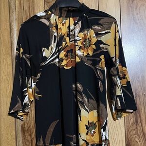 Floral Black and Yellow Blouse
